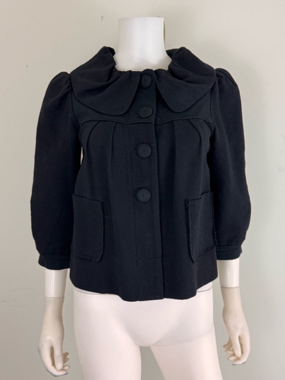 Anthropologie Black Peter Pan Collar Cropped Jacket
